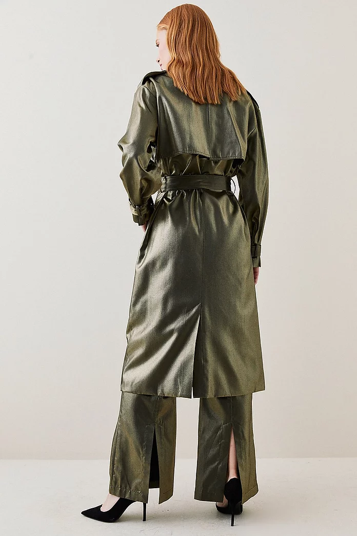 Metallic Belted Trench Coat | Karen Millen Metallic Belted Trench Coat | Karen Millen